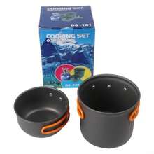 Anodized Aluminum  Camping Pot Set Ligweig And Portable Cookware  Outdoor Cong Entusias - Orange Handle - View 3
