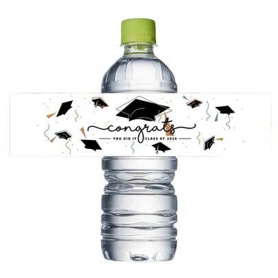 20pcs/10sheets Class Of 2026 Graduation Water Bottle Labels, Congratulations Grad Water Bottle Wrappers Stickers, Graduation Bottle Stickers For Grad Party Decoration