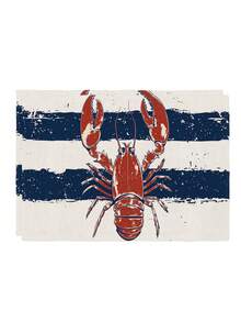 2/4/6pcs Multicolor Fish Shaped Placemats, Red Crab Shell, Ocean Theme Placemats In Beige And Green, Coastal Crab, Starfish, Shell Design, Lobster Party Holiday Decor Placemats - Navy Blue - View 11