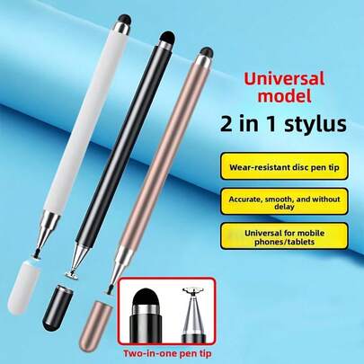 Bộ 3 bút cảm ứng viết tay, bút cảm ứng 2 trong 1 với đầu tròn và đầu silicon, tương thích với điện thoại thông minh và máy tính bảng.