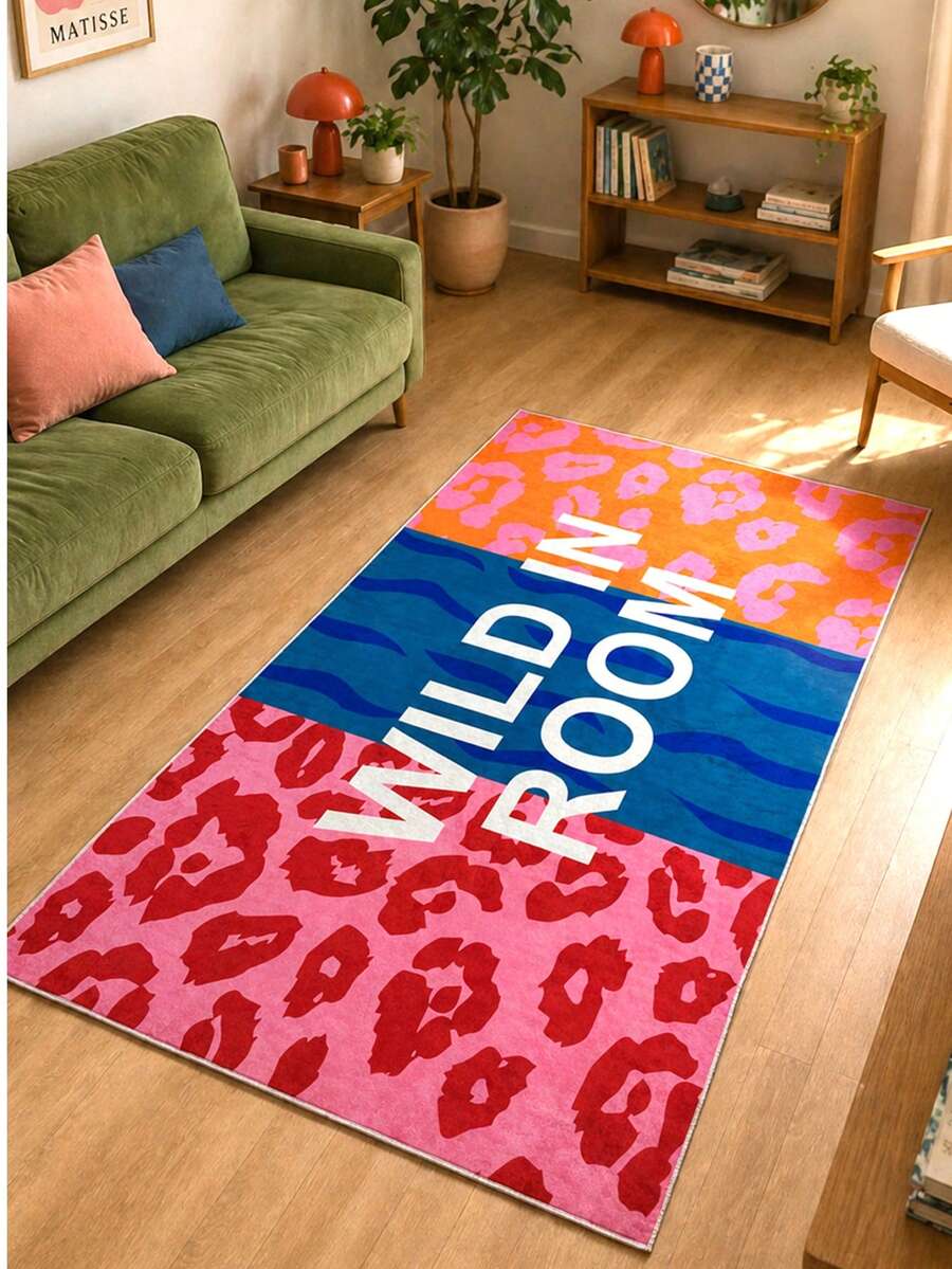 Modern Geometric Pattern Washable Area Rug - Distressed Monochrome Abstract Print Carpet For Living Room, Bedroom & Home Decor 80x200 Cm, 80x300 Cm,100x200 Cm, 120x180 Cm - Blue - View 1