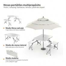 Practiksa Mesa Plegable Portátil para Picnic Exterior con 4 Sillas Resistente y Estable - como en la imagen - Ver 5