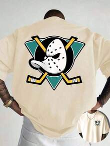 Réplica de camisetas gráficas deportivas americanas para hombre con logotipo de pato de hockey sobre hielo, camiseta con diseño retro, interpretación de los deportes y el tiempo, cuello redondo, versión clásica, suave y cómoda, unisex, colección de camisetas de estilo casual, tela microelástica, para verano. Camiseta unisex de algodón holgada de manga corta y cuello redondo estilo vintage urbano - Albaricoque - Ver 1