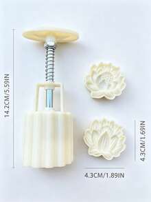 1 Bộ Khuôn Bánh Trung Thu Hình Hoa Sen 3D - Bao gồm 1 dụng cụ ấn bánh, 2 đĩa hoa, chất liệu ABS, khuôn chống dính dùng trong gia đình, khuôn làm bánh đậu xanh/bánh ngọt tự làm. - Xem 4