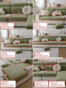 1件装弹力沙发套，防滑全覆盖沙发座套，四季通用沙发垫套，加厚面料沙发毯，可机洗，防尘，宠物友好，可调节，适用于卧室、办公室、客厅组合以及L型沙发和1/2/3/4座沙发套 - 綠色 - 查看 5