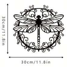 1 pieza Elegante arte de pared de metal con diseño de libélula negra, diseño de estampado de animales de hierro, adecuado para decoración interior/exterior, regalo de boda, regalo de inauguración de la casa, sala de estar, oficina y jardín, decoración de pared duradera para el hogar - A - Ver 8