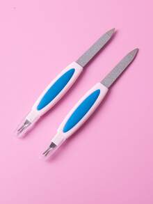 3 piezas Limas de uñas con mango de plástico puntiagudo, herramientas para pulir y dar forma a las uñas de los dedos y los pies, colores surtidos - Multicolor - Ver 13