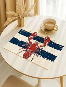 2/4/6pcs Multicolor Fish Shaped Placemats, Red Crab Shell, Ocean Theme Placemats In Beige And Green, Coastal Crab, Starfish, Shell Design, Lobster Party Holiday Decor Placemats - Navy Blue - View 3