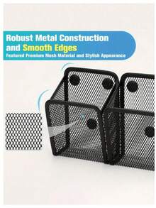1pc Square Minimalist Metal Grid Magnetic Pen Holder, Made Of High-Quality Rust-Resistant Iron Wire, With Strong Magnetic Adsorption Design, Smooth Edges, Grid Breathable Structure, Multi-Functional Wall-Mounted Magnetic Pen Rack - Multicolor - View 9