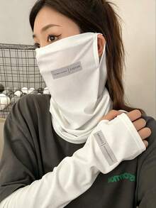 两件套女士防晒颈套和袖套，采用冰丝面料，具有防晒、速干、透气和降温功能。颈套可遮盖面部、颈部和耳朵，袖套可保护手臂免受有害紫外线伤害。轻便且富有弹性，适合女性和女孩，非常适合骑行、徒步、驾驶和日常使用，也适合海滩和度假穿着。 - 多色 - 查看 1