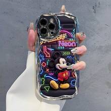 Officially Licensed Disney Mickey Mouse Phone Case, This Protective Phone Case Features A Classic Print Of Cheerful Mickey Mouse With His Iconic Round Ears And Bright Smile, Set Against A Vibrant Backdrop Decorated With Subtle Star And Polka Dot Accents, Made With Flexible, Durable TPU Material To Protect Against Everyday Scratches, Bumps, And Minor Impacts, With A Raised Camera Frame For Extra Lens Protection, Slim And Lightweight Construction That Adds Minimal Bulk And Fits Easily In Pockets And Bags, Compatible With IPhone 17, 16, 15, 14, 13, 12, 11 Pro Models, Making It A Timeless Choice For Mickey Fans And Disney Lovers, Ideal For Birthdays, Holidays, Or Any Special Occasion To Surprise Family And Friends - Bạc - Xem 4