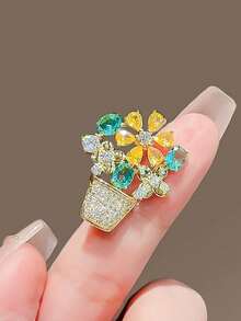 1pc Premium Anti-Glare Floral Brooch, Unique High-End Exquisite Fashion Pin, Suitable For Pairing With Women's Summer Clothing, Perfect Accessory Gift - Multicolor - View 5