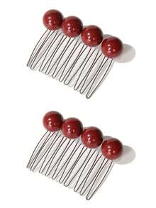 2 Stück elegante Perlen-Haarkämme mit 10 Zähnen für Frauen, minimalistisch-schicke Perlen-Seitenkämme, vielseitig tragbare Haarzubehör für Pony & Flugsträhnchen, schicke & raffinierte Haarstyling-Accessoires für Festivals, Partys - Mehrfarbig E - Übersicht 13