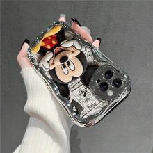 Officially Licensed Disney Mickey Mouse Phone Case, This Protective Phone Case Features A Classic Print Of Cheerful Mickey Mouse With His Iconic Round Ears And Bright Smile, Set Against A Vibrant Backdrop Decorated With Subtle Star And Polka Dot Accents, Made With Flexible, Durable TPU Material To Protect Against Everyday Scratches, Bumps, And Minor Impacts, With A Raised Camera Frame For Extra Lens Protection, Slim And Lightweight Construction That Adds Minimal Bulk And Fits Easily In Pockets And Bags, Compatible With IPhone 17, 16, 15, 14, 13, 12, 11 Pro Models, Making It A Timeless Choice For Mickey Fans And Disney Lovers, Ideal For Birthdays, Holidays, Or Any Special Occasion To Surprise Family And Friends - Silver - View 3