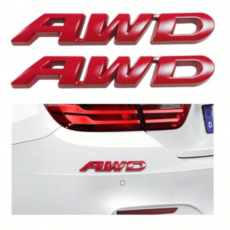 AWD Emblem Sticker 3D Metal Letter Tailgate Side Badge Decal Self-Adhesive Auto Fender Decoration For All-Wheel Drive Vehicles Universal Exterior Decor In Sleek Silver Finish With Weatherproof Adhesion - Màu đỏ - Xem 1