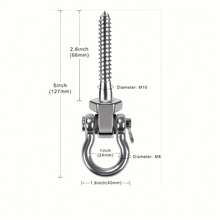 Giá đỡ vít bằng thép không gỉ 304, giá treo xoay 180° chịu tải nặng, ghế võng yoga, phụ kiện bao cát, bộ kết hợp xoay. - Bạc - Xem 7