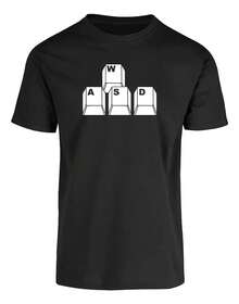 Playera Wasd Teclas Gamer Gaming - Negro - Ver 1