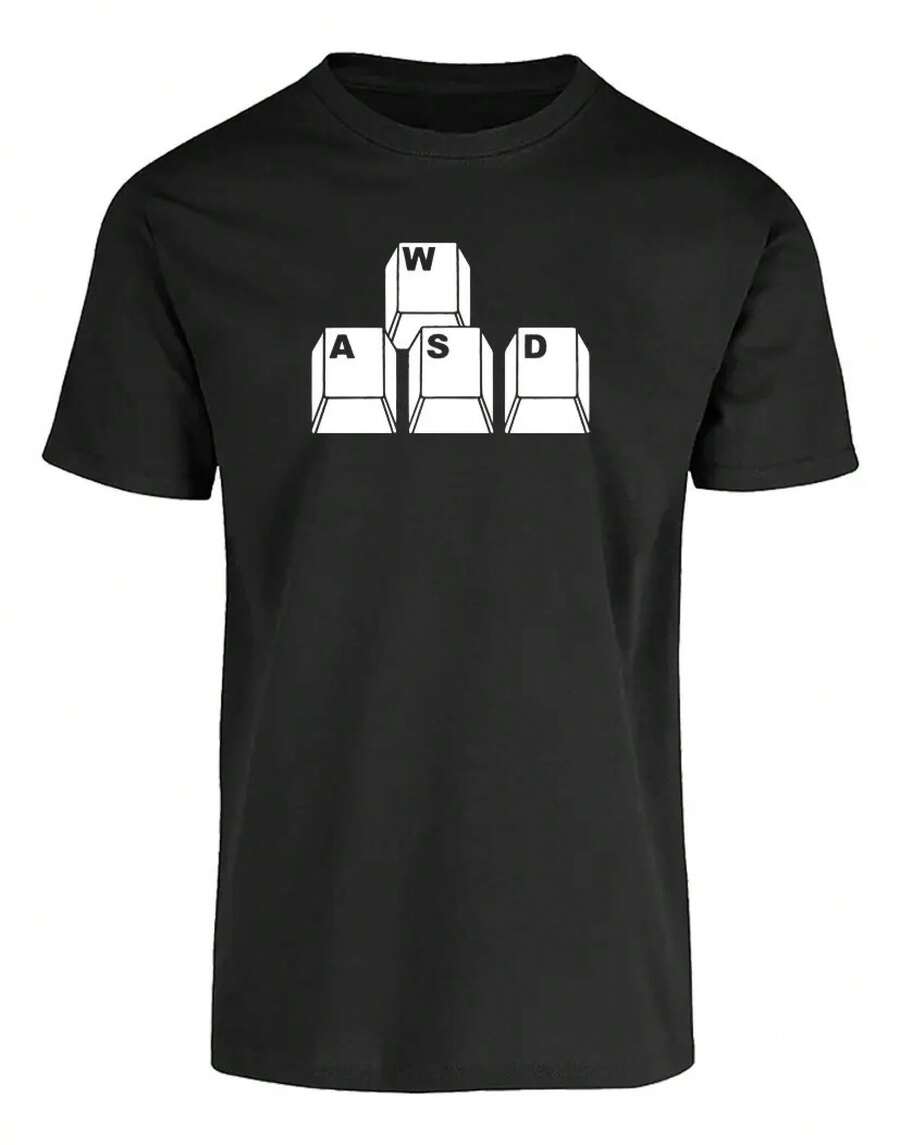 Playera Wasd Teclas Gamer Gaming - Negro - Ver 1