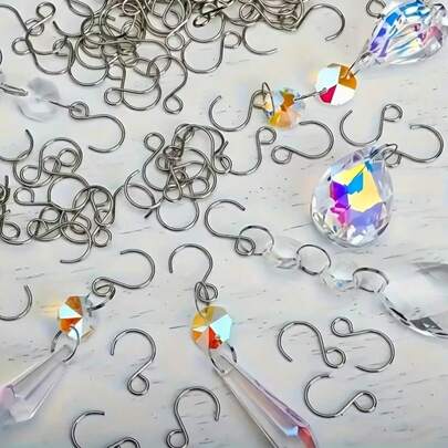 Bộ 100/200 móc chữ S bằng thép không gỉ, móc treo kim loại đa năng, đồ trang trí tường DIY, phụ kiện chuông gió pha lê, móc treo rèm cửa nội thất gia đình, móc treo trang trí nhà cửa.