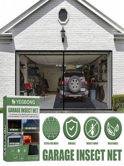 YEGBONG Lưới chống muỗi cửa gara 2 mảnh, kích thước 13.1*6.5ft (khoảng 4*2m), có khóa dán, màn cửa gara có thể mở, lắp đặt không cần khoan, hỗ trợ chế độ mở hoàn toàn, mở một nửa và đóng hoàn toàn, lưới mật độ cao ngăn chặn muỗi và ruồi hiệu quả, vải thoáng khí giúp duy trì sự thông gió cho gara, chất liệu chống chịu thời tiết và chống rách, phù hợp cho mọi mùa.
