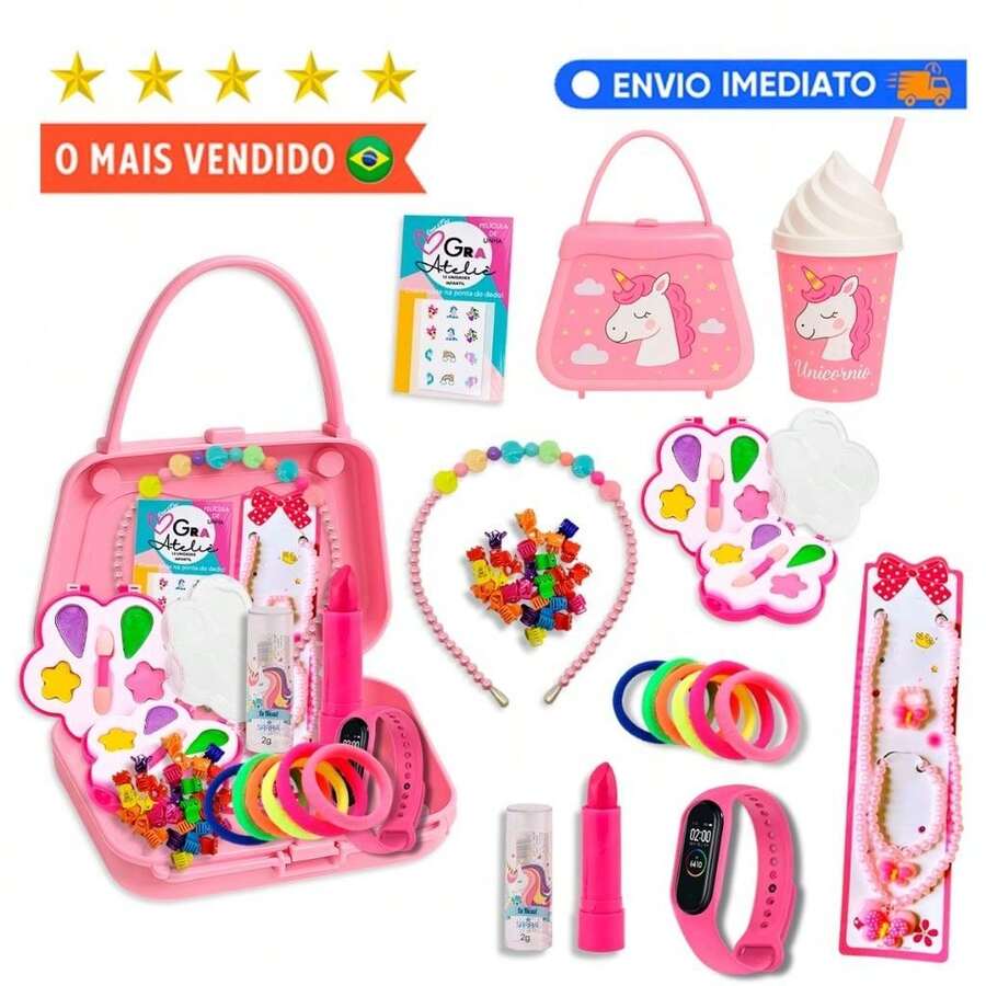 kit Maquiagem Com Maletinha Make Linda Completa