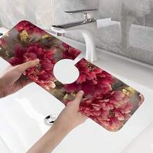 1pc Flower Theme Pattern Sink Drain Pad, Quick-Drying Diatomite Bathroom Faucet Pad, Trimmable Holiday Decorations, Household Kitchen Drain Pad, Washbasin Protection Pad, Suitable For All Kinds Of Faucets In Bathroom And Kitchen. - Multicolor - View 10