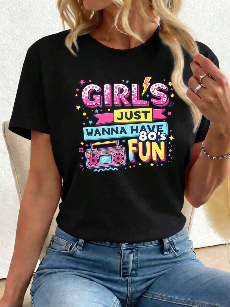 Dam-T-shirts - Svart - Visa 1