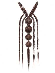 Braided Hair Extensions For Women, Boho Hair Accessories With Beaded Bubble Braids And Long Strands, Clip-In Hair Extensions For Weddings, Parties, Festivals, Cosplay & Daily Hairstyles, Halloween - Multicolor - View 8