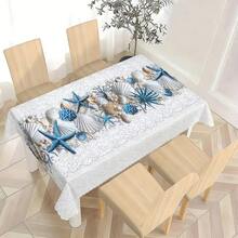 1 pieza Mantel de playa de poliéster 2D, estampado de estrella de mar azul y coral, redondo/rectangular, decoración náutica y de villa de playa para cocina, estilo casual para brunch y reuniones familiares en la playa, arreglo para patio trasero y balcón, estética de cafetería y tienda de playa, acento para sala de estar y comedor, uso diario en interiores y exteriores - Multicolor - Ver 9