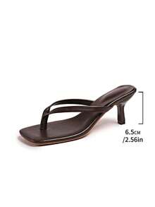 Summer New Square Toe Sandals, Thin Heel Thong Sandals, Versatile Thin Heel Thong Flip Flops For Women - Coffee Brown - View 8