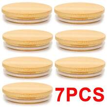 Set Of 7 8cm Reusable Airtight Glass Storage Lids For Bamboo Lids - 7 piezas por juego - Ver 12