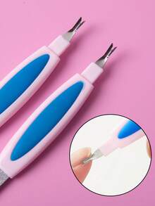 3 piezas Limas de uñas con mango de plástico puntiagudo, herramientas para pulir y dar forma a las uñas de los dedos y los pies, colores surtidos - Multicolor - Ver 8