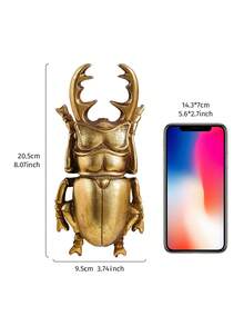 1PC Gold Stag Beetle Shaped Decorative Hanging Ornament, European Vintage Insect Relief Wall Decor, Bohemian Style Animal Resin Wall Hanging, Entryway 3D Pendant, Stag Beetle Ornament, Artistic Wall Decor, Gilded Beetle Figurine, Palace Wall Decor, Suitable For Bedroom, Living Room Background Wall Decoration, Study Wall Hanging, Photography Background Prop, Niche Artistic Style Soft Furnishing, Insect Shaped Pendant, Gift Present - Gold - View 9