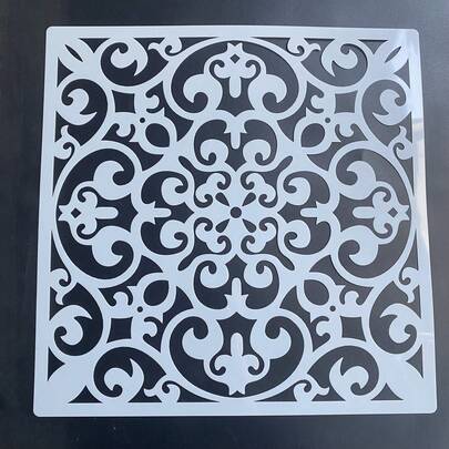 30x30cm Moroccan Square Pattern Template, Durable Plastic Craft Template With Complex Floral And Geometric Patterns For Wall, Floor And Furniture Tile Design