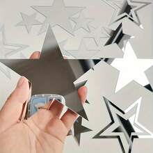 19pcs Acrylic Mirror Surface Star Sticker Set - Self-Adhesive Wall Stickers Suitable For Bedrooms, Living Rooms And TV Background Walls. Wall Stickers, Vinyl Stickers, Home Decorations, Spring Decorations, Refreshing Your Home, Mirror Wall Stickers, Room Decorations, Wall Mirrors, Bathroom Decorations, Living Room Decorations, Room Aesthetic Decorations. - Multicolor - View 11