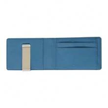 Korean Style Wallet Men's Cross Pattern Short Wallet Stainless Steel Money Clip Credit Card ID Card Holder PU - 藍色 - 查看 11