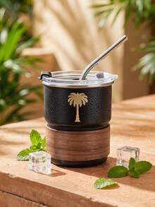 300ml Stainless Steel Coffee Cup, Palm Tree Pattern Coffee Mug, Iced Americano Cup, Outdoor Camping Water Bottle, Tea Cup, Suitable For Personal Use And Gift Giving - Multicolor - View 7