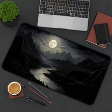 Stunning Large-Size Abstract Art Mouse Pad - Night Scene Full Moon And Mountain Range Design, Non-Slip Rubber Base, Rectangular Gaming And Office Desk Mat, Nature-Themed Computer Accessory, Essential For Large Workstations, Durable Extended Mouse - Mouse Pad - View 12