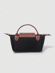 Dedoo Bolso de mano de nylon con bloques de color, bolso bandolera minimalista y versátil con forma de concha, correa ajustable, adecuado para ir al trabajo, compras, fiestas y vacaciones - Negro - Ver 11