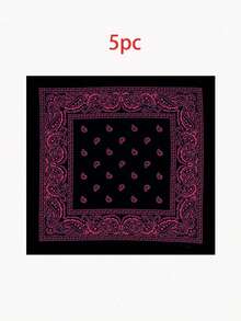 5pcs Paisley Pattern Bohemian Bandana, Unisex Street Hip Hop Headwrap, Neckerchief, Scarf - Multicolor - View 15