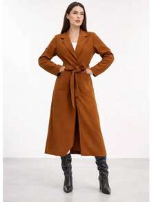 Women's Max Long Overcoat In Brushed Wool Hbd Plus - Sbt-005 - Camel - View 2