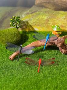 6pcs/3pcs/1pc Realistic Colorful Dragonfly Figurines, Lifelike Insect Decor, Micro Landscape Succulent Decoration, Gardening Ornament, Yard Decor, Modern Dragonfly Design Garden Decoration, Suitable For Garden/Shop/Home Wall Decor, 3D Movable Garden/Floral/Indoor Outdoor Planter Decoration - Dragonfly - View 5