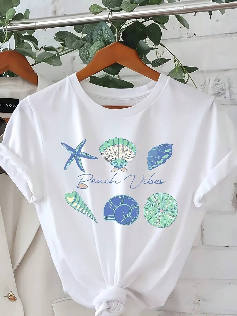 Summer Tops, Casual Short-Sleeved T-Shirts For Spring And Summer, Cotton T-Shirts For Women. - White - View 1