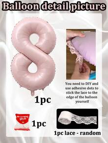 40-Inch Matte Pink Large Aluminum Foil Number Balloons, 0-9 Lace Edged Aluminum Foil Balloons, With Glue Dots, Reusable, Suitable For Birthday Party Decor, Holiday Decor, Hawaiian Party Decor, Room Background Decor, Photo Props, Valentine's Day Decor, Indoor & Outdoor Use, Gender Reveal, Decorations - Pink - View 15
