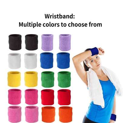 1 Pair Sports Sweatbands, Multi-Color Options, Unisex Basketball Running Yoga Fitness Wristbands, Breathable Moisture-Wicking Quick-Dry Towel Wristbands