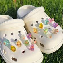 8/12/16/20 peças Decorações para Sapatos Clogs, Formato de Pato Fofo, Destacáveis, Brilham no Escuro, Adequados para Sapatos Clogs DIY, Acessórios Artesanais para Praia de Verão, Adequados para Furos de Sapato de 8-10mm. Este Produto Não Inclui os Sapatos, Apenas as Decorações para Sapatos. - Ver 5