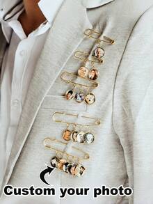 Custom Photo Corsage Brooch, Personalized Photo Corsage Brooch, Groom Or Bride Father Gift, Bride's Gift To Groom On Wedding Day - C-photo Pin - View 1
