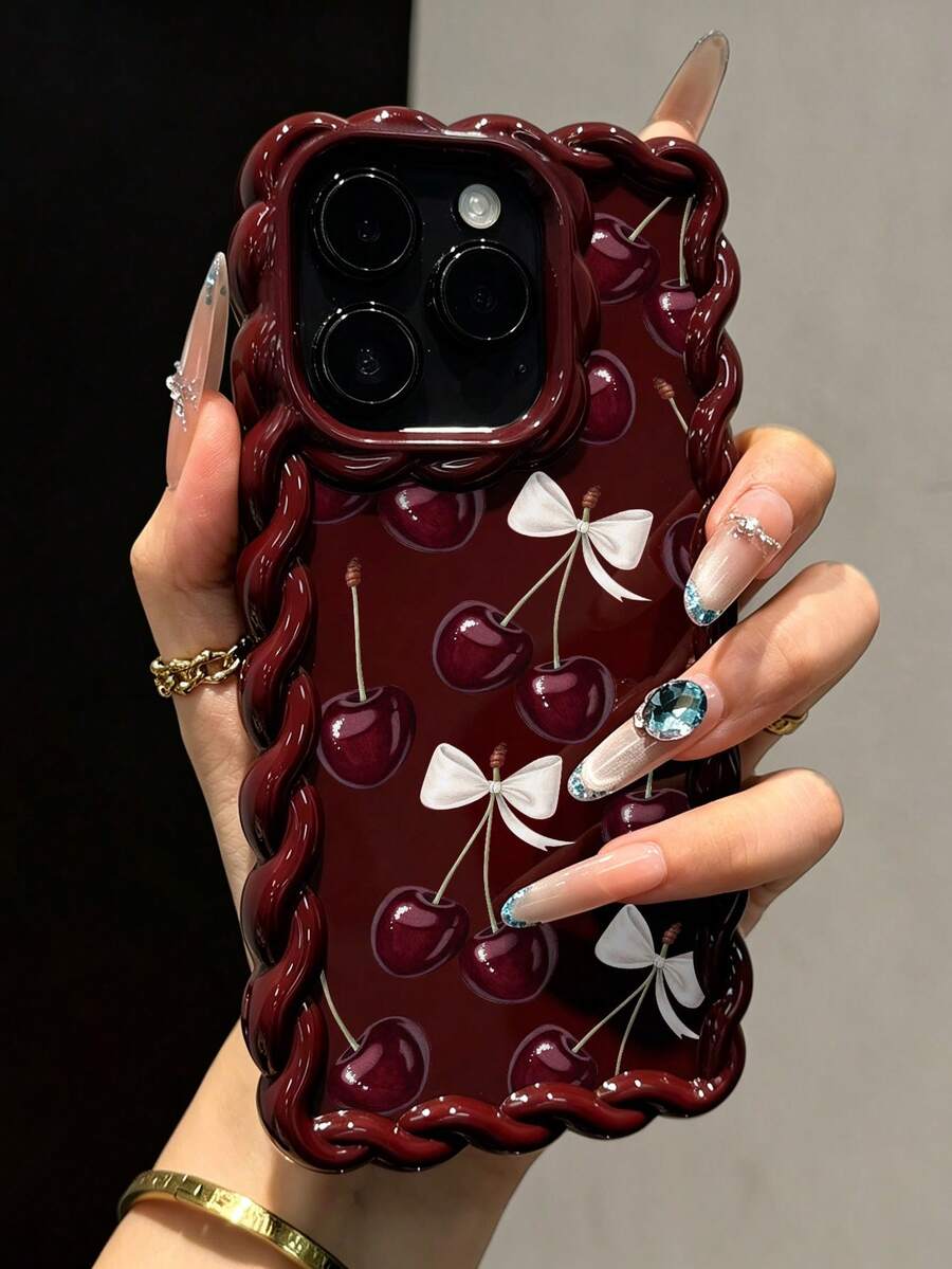 Ốp lưng mềm in hình quả anh đào, tương thích với IP17/IP17PROMAX/Iphone16/Iphone16pro/Iphone16promax/Iphone15/XR/7p8p/P12promax/P13promax/P14PROMAX/P13/P14/P11/P12/P14, ốp bảo vệ điện thoại dày dặn, dễ thương và thời trang. - Nhiều màu - Xem 1