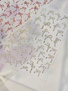 1pc 5D Exquisite Bowknot Nail Sticker, Gold Bowknot Self-Adhesive Nail Sticker, DIY Nail Art Decorative Sticker - Gold - View 2