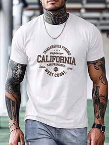 Men's Short-Sleeved T-Shirt With A Round Neck And Simple Design - 白色 - 查看 9